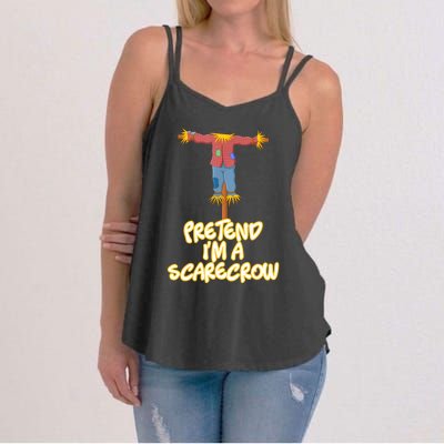 Pretend IM A Scarecrow Halloween Lazy Scarecrow Costume Women's Strappy Tank