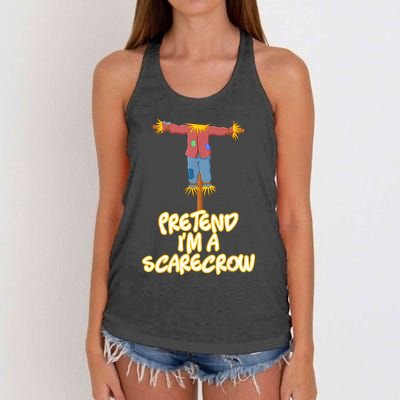 Pretend IM A Scarecrow Halloween Lazy Scarecrow Costume Women's Knotted Racerback Tank