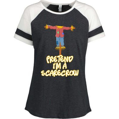 Pretend IM A Scarecrow Halloween Lazy Scarecrow Costume Enza Ladies Jersey Colorblock Tee