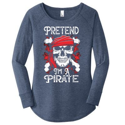 Pretend I'm A Pirate Costume Party Funny Halloween Pirate Women's Perfect Tri Tunic Long Sleeve Shirt