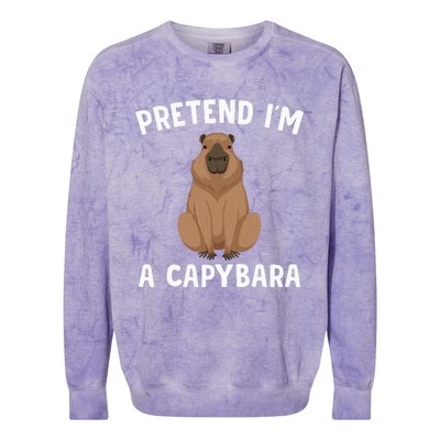 Pretend IM A Capybara Funny Lazy Halloween Costume Colorblast Crewneck Sweatshirt