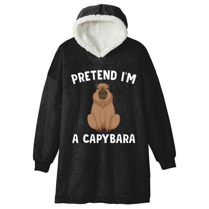 Pretend IM A Capybara Funny Lazy Halloween Costume Hooded Wearable Blanket