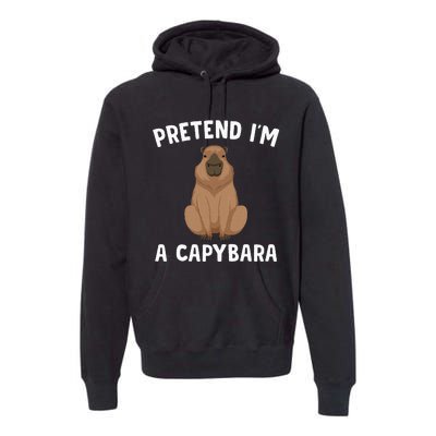 Pretend IM A Capybara Funny Lazy Halloween Costume Premium Hoodie