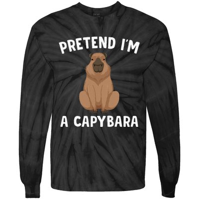 Pretend IM A Capybara Funny Lazy Halloween Costume Tie-Dye Long Sleeve Shirt