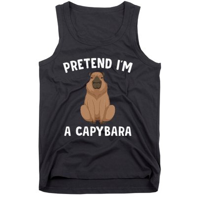 Pretend IM A Capybara Funny Lazy Halloween Costume Tank Top