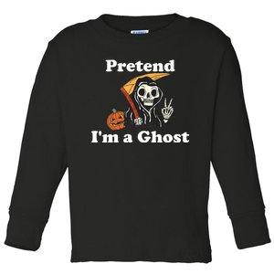 Pretend Im A Ghost Funny Lazy Halloween Party Costume 2024 Premium Toddler Long Sleeve Shirt