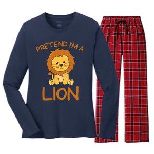 Pretend IM A Lion Halloween Costume Women's Long Sleeve Flannel Pajama Set 