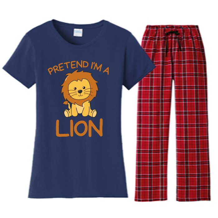 Pretend IM A Lion Halloween Costume Women's Flannel Pajama Set