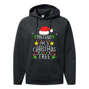 Pretend IM A Christmas Tree Funny Lazy Halloween Costume Performance Fleece Hoodie