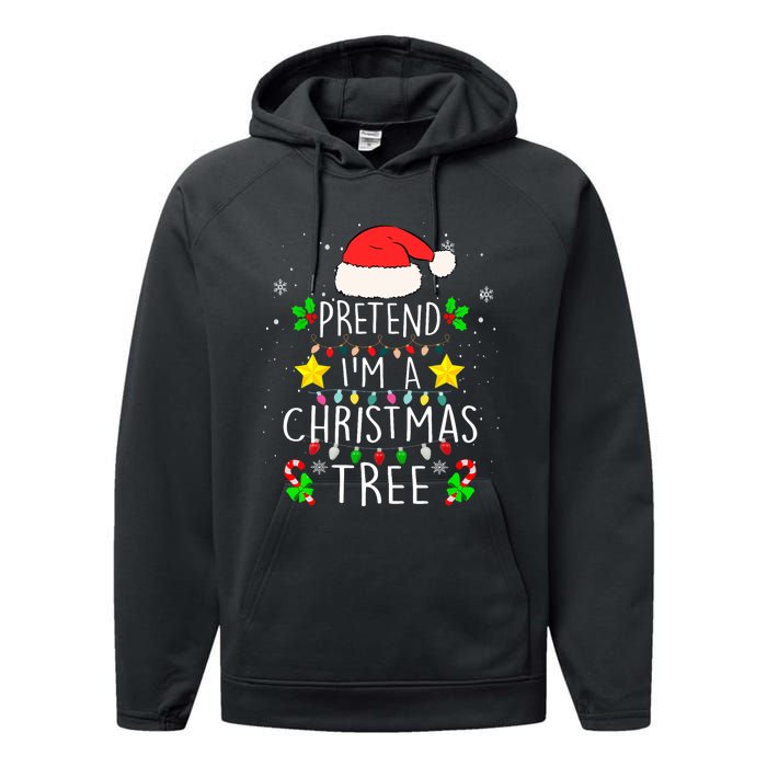 Pretend IM A Christmas Tree Funny Lazy Halloween Costume Performance Fleece Hoodie