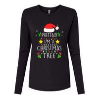 Pretend IM A Christmas Tree Funny Lazy Halloween Costume Womens Cotton Relaxed Long Sleeve T-Shirt