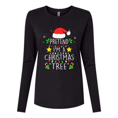 Pretend IM A Christmas Tree Funny Lazy Halloween Costume Womens Cotton Relaxed Long Sleeve T-Shirt