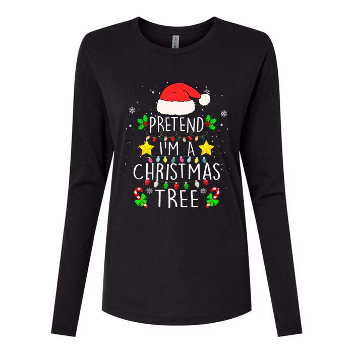 Pretend IM A Christmas Tree Funny Lazy Halloween Costume Womens Cotton Relaxed Long Sleeve T-Shirt