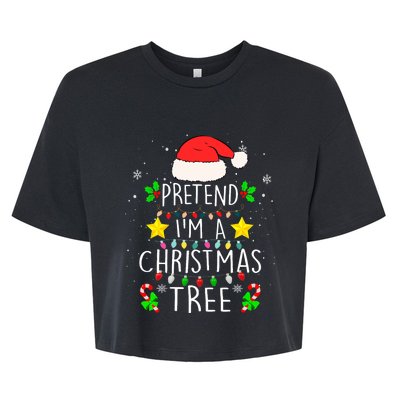 Pretend IM A Christmas Tree Funny Lazy Halloween Costume Bella+Canvas Jersey Crop Tee