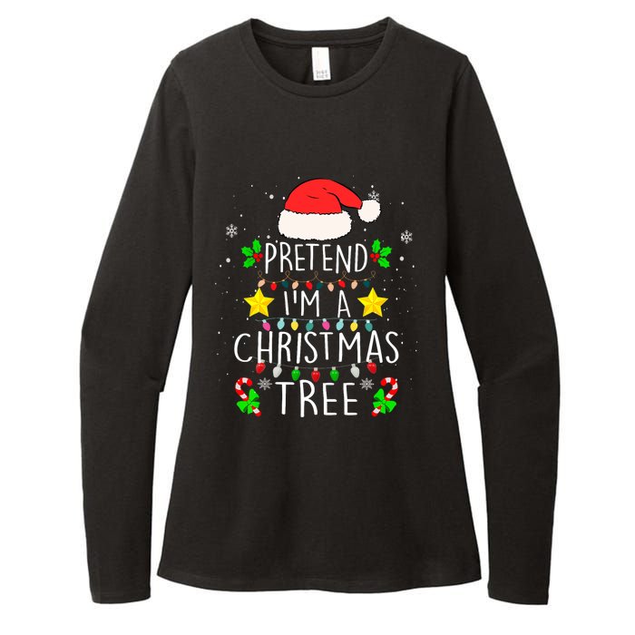 Pretend IM A Christmas Tree Funny Lazy Halloween Costume Womens CVC Long Sleeve Shirt