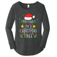 Pretend IM A Christmas Tree Funny Lazy Halloween Costume Women's Perfect Tri Tunic Long Sleeve Shirt