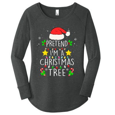 Pretend IM A Christmas Tree Funny Lazy Halloween Costume Women's Perfect Tri Tunic Long Sleeve Shirt