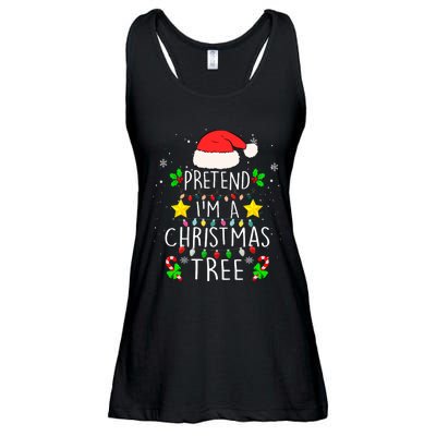 Pretend IM A Christmas Tree Funny Lazy Halloween Costume Ladies Essential Flowy Tank