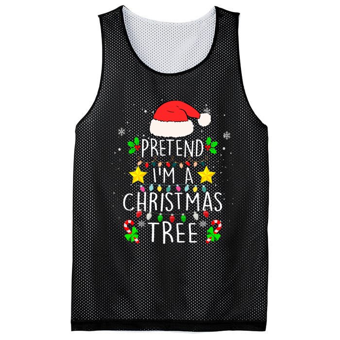 Pretend IM A Christmas Tree Funny Lazy Halloween Costume Mesh Reversible Basketball Jersey Tank