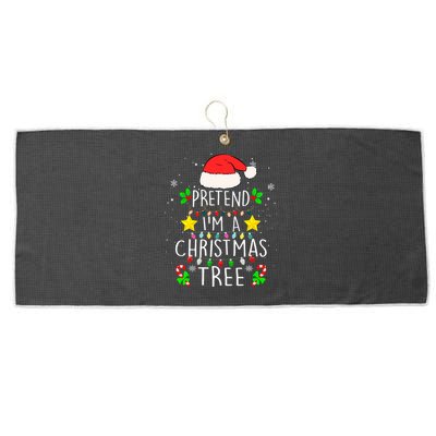 Pretend IM A Christmas Tree Funny Lazy Halloween Costume Large Microfiber Waffle Golf Towel