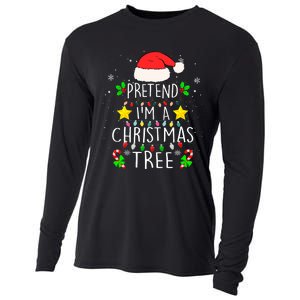 Pretend IM A Christmas Tree Funny Lazy Halloween Costume Cooling Performance Long Sleeve Crew