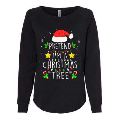 Pretend IM A Christmas Tree Funny Lazy Halloween Costume Womens California Wash Sweatshirt