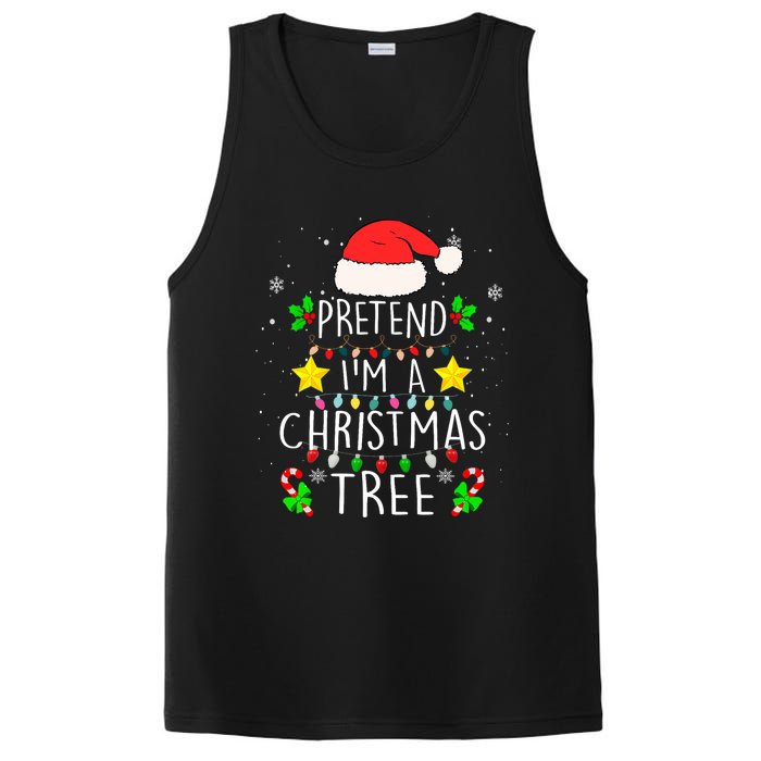 Pretend IM A Christmas Tree Funny Lazy Halloween Costume PosiCharge Competitor Tank