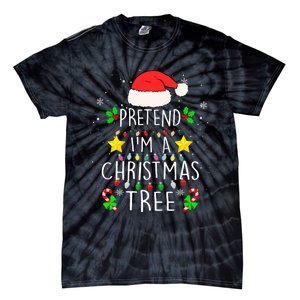 Pretend IM A Christmas Tree Funny Lazy Halloween Costume Tie-Dye T-Shirt