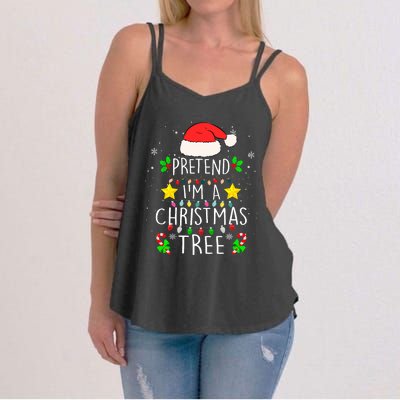 Pretend IM A Christmas Tree Funny Lazy Halloween Costume Women's Strappy Tank