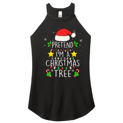 Pretend IM A Christmas Tree Funny Lazy Halloween Costume Women's Perfect Tri Rocker Tank