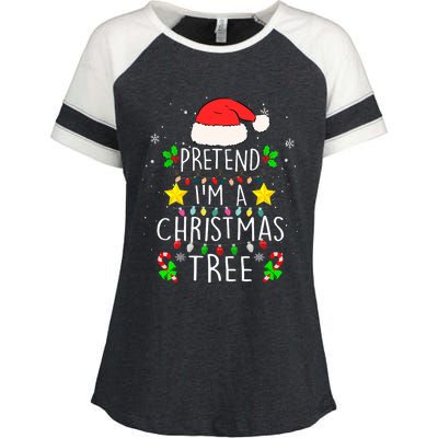 Pretend IM A Christmas Tree Funny Lazy Halloween Costume Enza Ladies Jersey Colorblock Tee