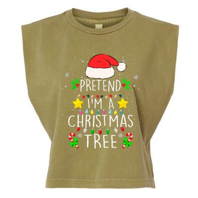 Pretend IM A Christmas Tree Funny Lazy Halloween Costume Garment-Dyed Women's Muscle Tee