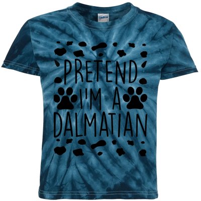 Pretend I'm A Dalmatian Funny Lazy Halloween Dog Costume Kids Tie-Dye T-Shirt