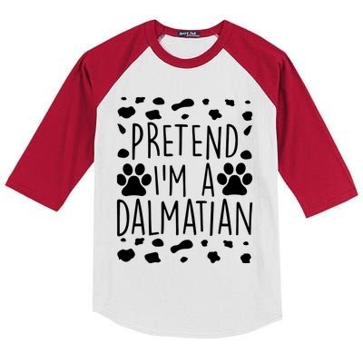 Pretend I'm A Dalmatian Funny Lazy Halloween Dog Costume Kids Colorblock Raglan Jersey