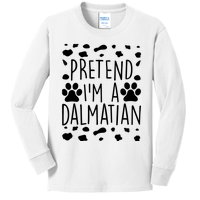 Pretend I'm A Dalmatian Funny Lazy Halloween Dog Costume Kids Long Sleeve Shirt