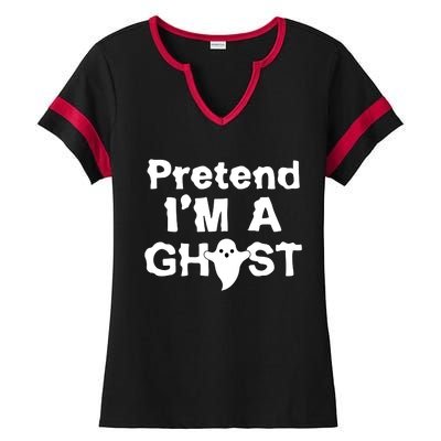 Pretend I'm A Ghost Funny Halloween Ladies Halftime Notch Neck Tee