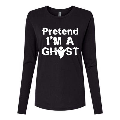 Pretend I'm A Ghost Funny Halloween Womens Cotton Relaxed Long Sleeve T-Shirt