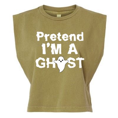 Pretend I'm A Ghost Funny Halloween Garment-Dyed Women's Muscle Tee