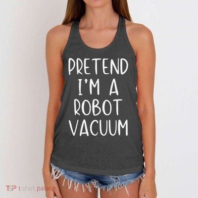 Pretend IM A Robot Vacuum Costume Halloween Lazy Easy Women's Knotted Racerback Tank