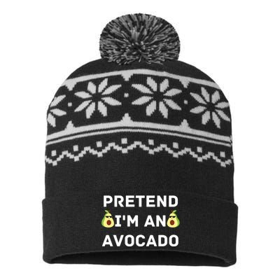 Pretend Im An Avocado Costume Halloween Vegan Gift USA-Made Snowflake Beanie