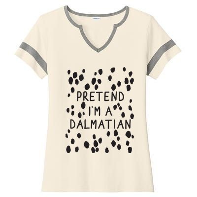 Pretend I'm A Dalmatian Shirt Funny Lazy Halloween Costume Ladies Halftime Notch Neck Tee