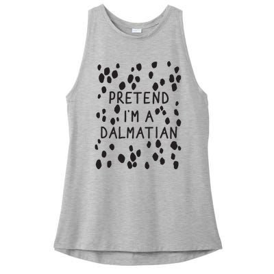 Pretend I'm A Dalmatian Shirt Funny Lazy Halloween Costume Ladies PosiCharge Tri-Blend Wicking Tank