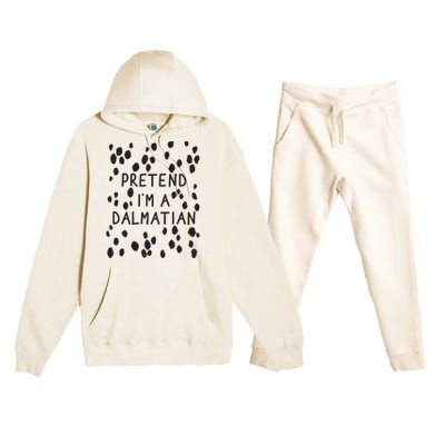 Pretend I'm A Dalmatian Shirt Funny Lazy Halloween Costume Premium Hooded Sweatsuit Set