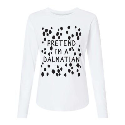 Pretend I'm A Dalmatian Shirt Funny Lazy Halloween Costume Womens Cotton Relaxed Long Sleeve T-Shirt