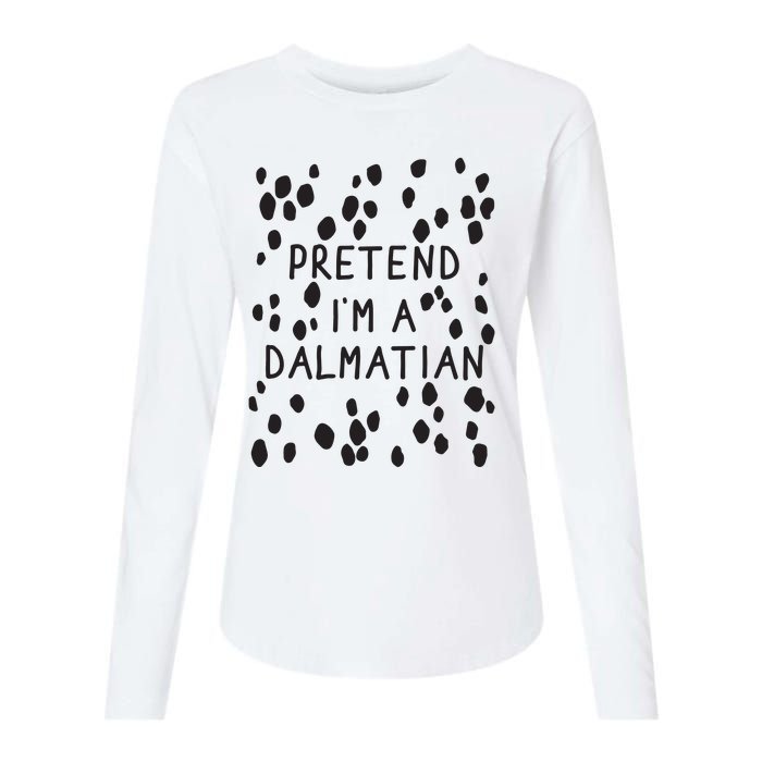 Pretend I'm A Dalmatian Shirt Funny Lazy Halloween Costume Womens Cotton Relaxed Long Sleeve T-Shirt