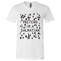 Pretend I'm A Dalmatian Shirt Funny Lazy Halloween Costume V-Neck T-Shirt