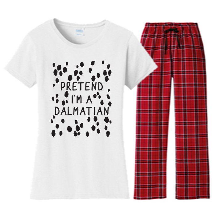 Pretend I'm A Dalmatian Shirt Funny Lazy Halloween Costume Women's Flannel Pajama Set