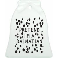 Pretend I'm A Dalmatian Shirt Funny Lazy Halloween Costume Ceramic Bell Ornament