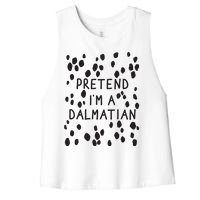 Pretend I'm A Dalmatian Shirt Funny Lazy Halloween Costume Women's Racerback Cropped Tank