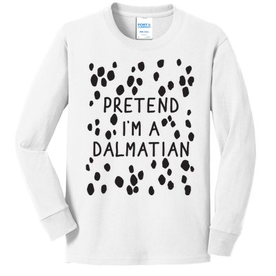 Pretend I'm A Dalmatian Shirt Funny Lazy Halloween Costume Kids Long Sleeve Shirt